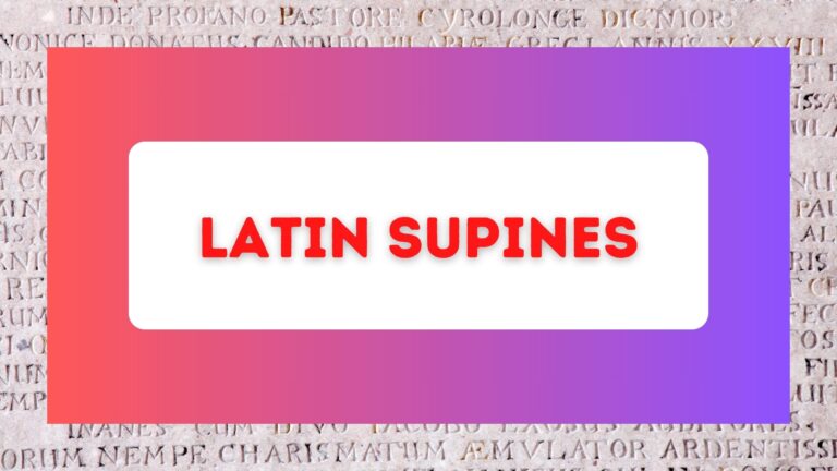 A blog graphic says "Latin supines" with a red and purple background