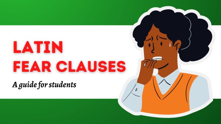 A girl chews on her nails anxiously with the caption Latin fear clauses - a guide for students